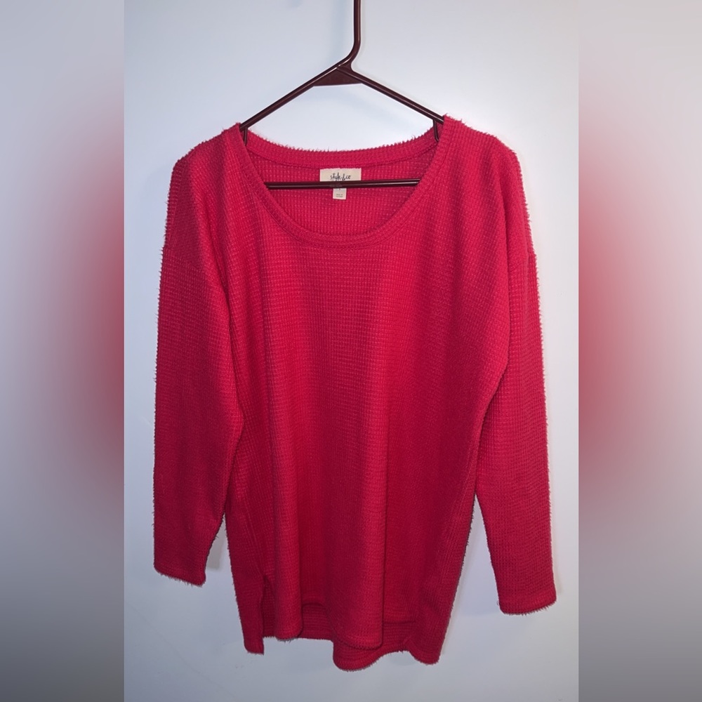 Pink Cozy Waffle Knit Sweater
